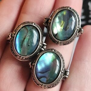Abalone Shell Poison Ring. Essential Oil, Victorian Style Crystal Jewlery
